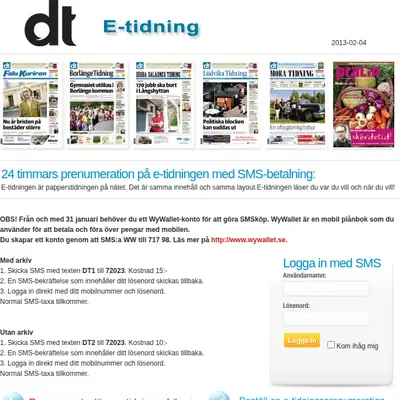 Dalarnas Tidningar startsida 2013
