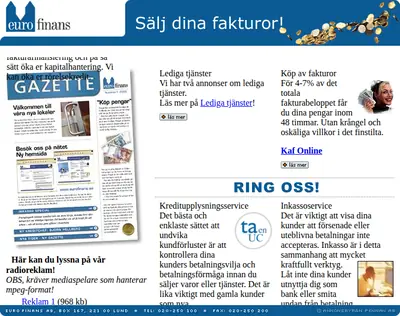 www.eurofinans.se startsida 2004