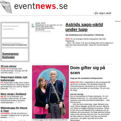 www.eventnews.se startsida 2007