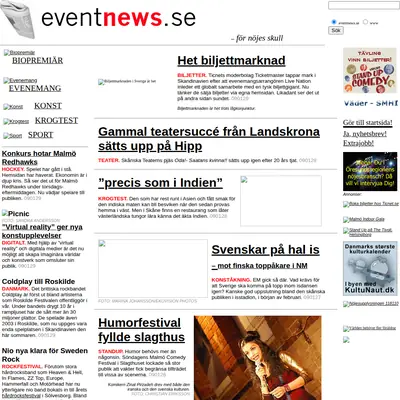 www.eventnews.se startsida 2009