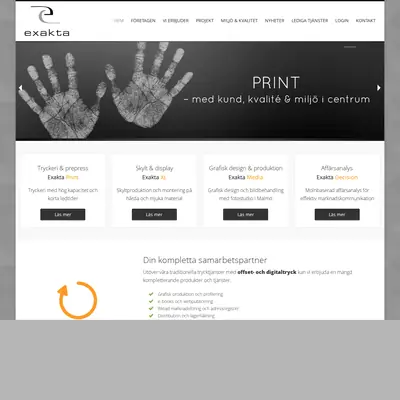 www.exakta.se startsida 2016