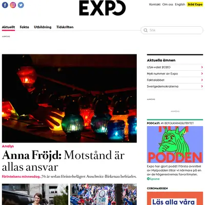 www.expo.se startsida 2021