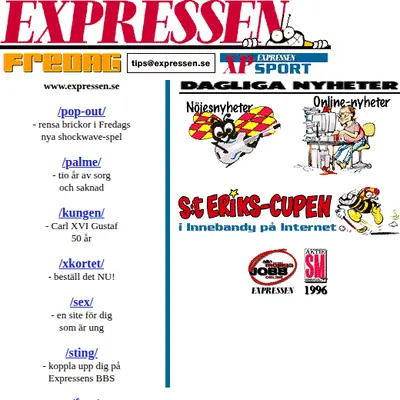 Expressen TV startsida 1996