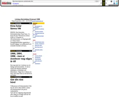 Expressen TV startsida 1998