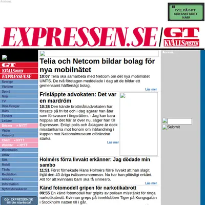 Expressen TV startsida 2001