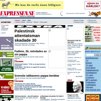 Expressen TV startsida 2002
