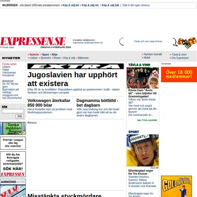 Expressen TV startsida 2003