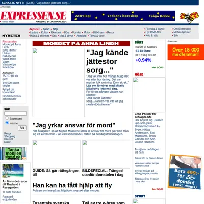 Expressen TV startsida 2004