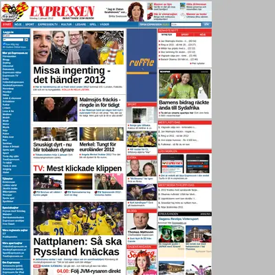 Expressen TV startsida 2012