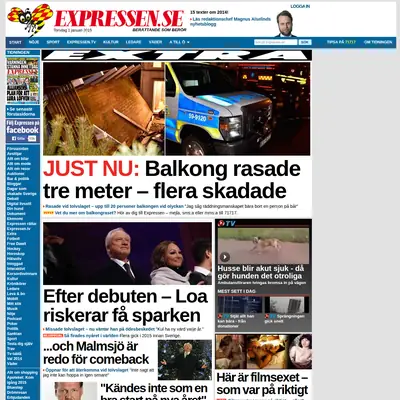 Expressen TV startsida 2015