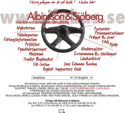 Bilsport Classic Magazine startsida 1999