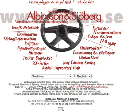 Bilsport Classic Magazine startsida 2001