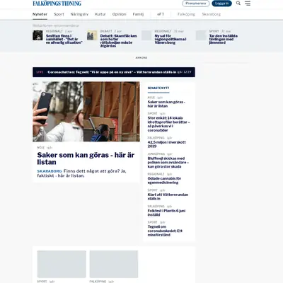 Falköpings Tidning Tidning för Falköpings stad och Falbygden. startsida 2020