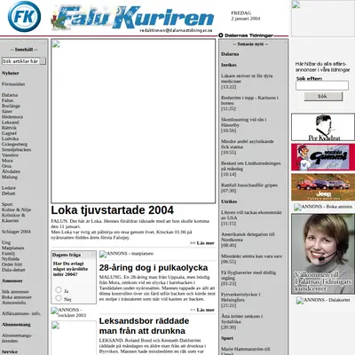 falukuriren.se startsida 2004