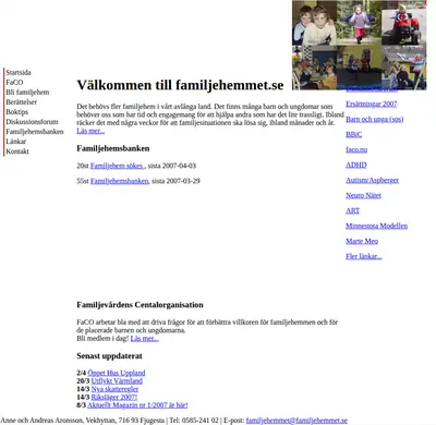 Familjehemmet startsida 2007