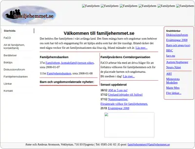 Familjehemmet startsida 2008