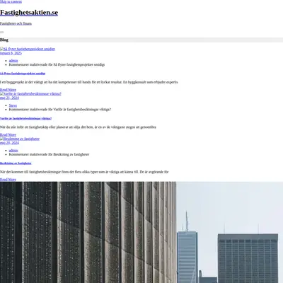 Tidningen Fastighetsaktien startsida 2025