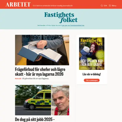 arbetet.se/fastighetsfolket startsida 2026