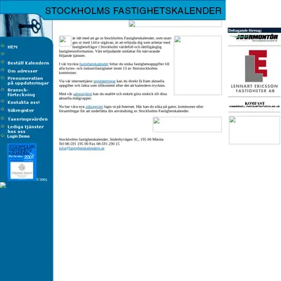 fastighetskalendern.se startsida 2000