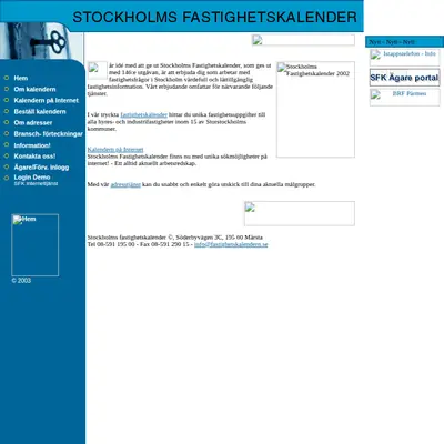 fastighetskalendern.se startsida 2003