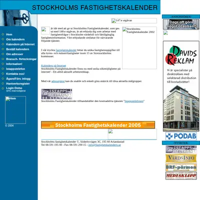 fastighetskalendern.se startsida 2005