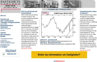 Ekonomi/Marknad - Fastighetsvärlden startsida 2003