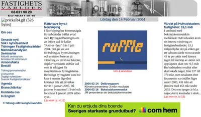Ekonomi/Marknad - Fastighetsvärlden startsida 2004