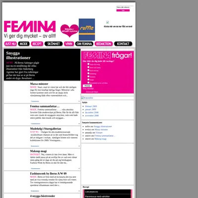Femina Månadens Magasin startsida 2009