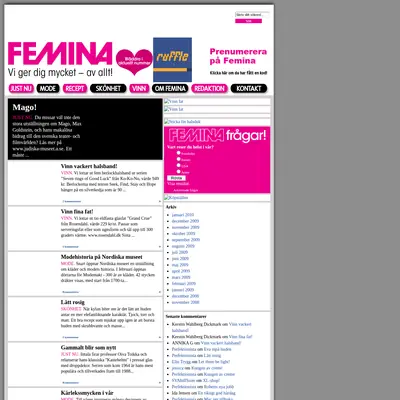 Femina Månadens Magasin startsida 2010