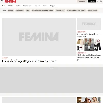 Femina Månadens Magasin startsida 2025