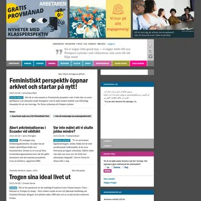 feministisktperspektiv.se startsida 2022