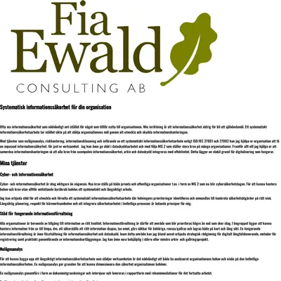 fiaewald.se startsida 2026