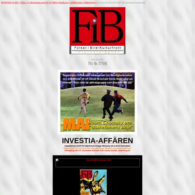 Folket i Bild/Kulturfront (FIB/K) startsida 1998