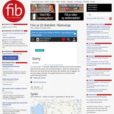 Folket i Bild/Kulturfront (FIB/K) startsida 2014