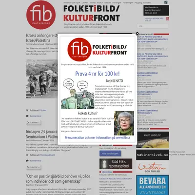 Folket i Bild/Kulturfront (FIB/K) startsida 2016