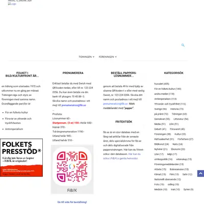 Folket i Bild/Kulturfront (FIB/K) startsida 2024