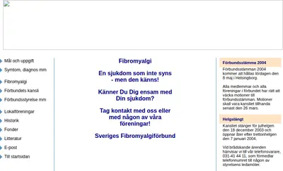 Fibromyalgi Nytt startsida 2004