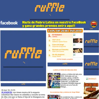 Radio Fiebre Latina startsida 2010