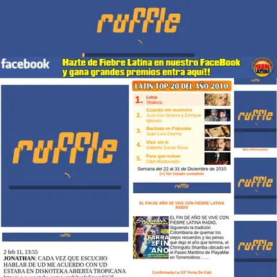 Radio Fiebre Latina startsida 2011