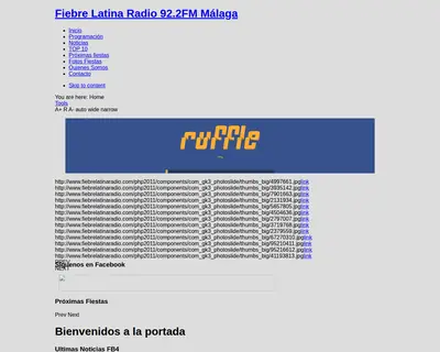 Radio Fiebre Latina startsida 2012