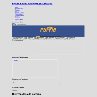 Radio Fiebre Latina startsida 2013
