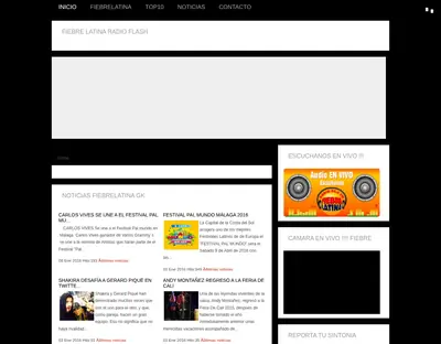 Radio Fiebre Latina startsida 2016