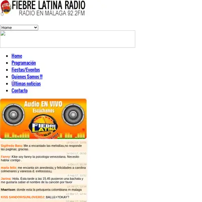 Radio Fiebre Latina startsida 2017
