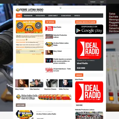 Radio Fiebre Latina startsida 2019