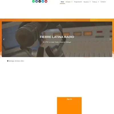 Radio Fiebre Latina startsida 2021