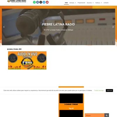 Radio Fiebre Latina startsida 2022