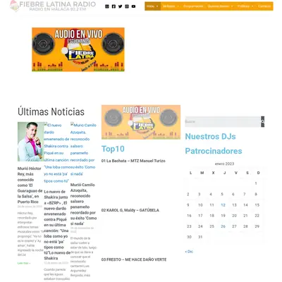 Radio Fiebre Latina startsida 2023