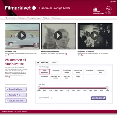 www.filmarkivet.se startsida 2011