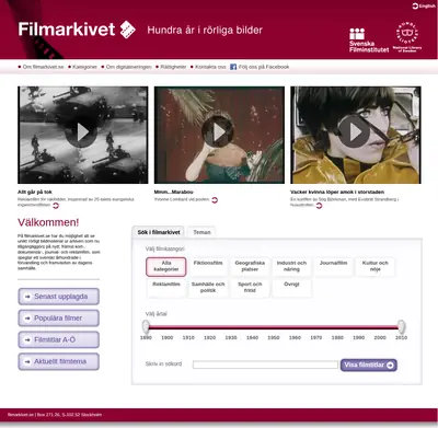 www.filmarkivet.se startsida 2014