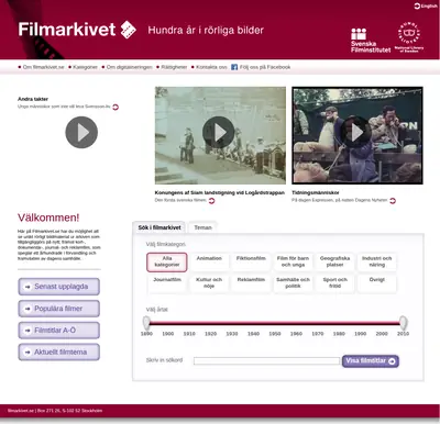 www.filmarkivet.se startsida 2016